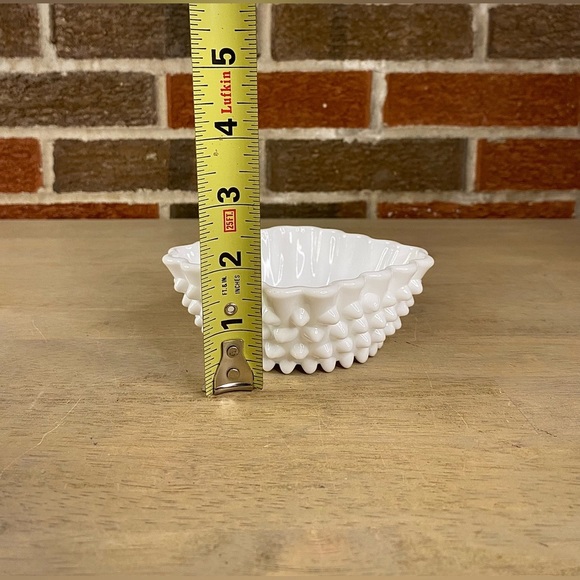 VTG FENTON 1960’s 4 inch Square Milk Glass Hobnail Ruffled Decorative Candy Dish - Picture 3 of 7